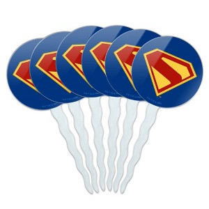 Superman (2025) Logo Cupcake Picks Toppers Decoration Set of 6 - 1 of 4