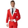 Suitmeister Men's Christmas Suit - Ho Ho Ho Outfit Slim Fit - Red - White  - Size Large - 3 of 4