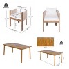 7 Piece Acacia Wood Outdoor Garden Dining Set,Wooden Dining Table and 6 Piece Rope Back Chairs Set,6 Seater Dining Sets with Cushions-Coolbibila - 2 of 4