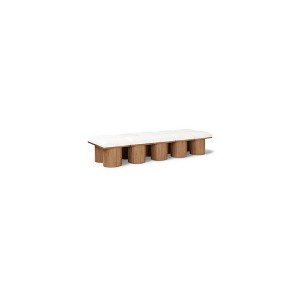 Meridian Furniture,Pavilion Cream Boucle Fabric Bench - 1 of 4
