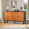 Okak Sideboard Cabinet, Buffet Cabinet With 4 Stylish Geometric Design Doors, Storage Cabinet for Living Room, Office, Kitchen, Hallway, orange-yellow - 2 of 4