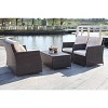 Parry 4 Piece Living Set - Indoor/Outdoor - PAT2514 - Brown/Beige - Safavieh - 3 of 4