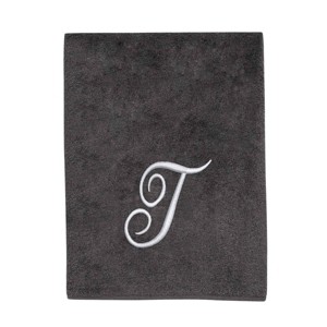 Avanti  Granite with Silver Script Monogram Bath Towel Letter   T - 1 of 3