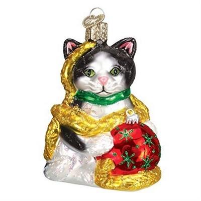 Old World Christmas Glass Blown Ornament For Christmas Tree, Holiday Kitten