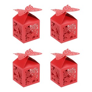 Unique Bargains Durable Paper Hollow Design Bright Color Elegant Appearance Gift Box 2"x2"x3.1" 25 Packs - 1 of 4