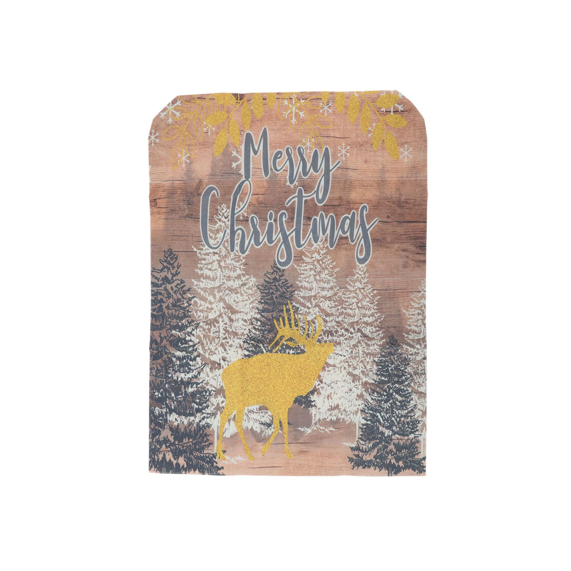 Unique Bargains Dining Chair Slipcovers Faux Linen Yellow Brown 22.44"x18.11" 1 Pc Merry Chrismas Letter