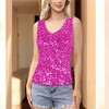 Anna-Kaci Women's Sleeveless Sequin Tank Top V-Neck Sparkly Party Shirt - 3 of 4
