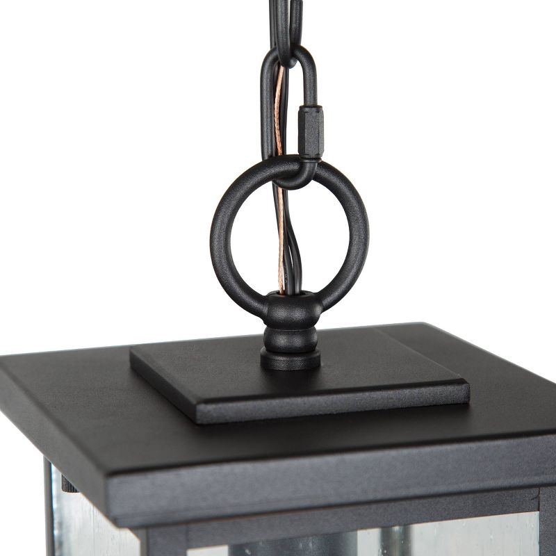 Square Glass/Metal Outdoor Pendant Lamp Black - LNC, 6 of 16