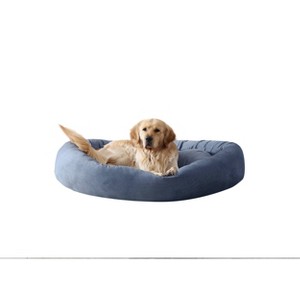 Arlee Home & Pet Orbit Orthopedic Chew Resistant Eco-Friendly Memory Foam Dog Bolster Bed - Blue - XL - 1 of 4