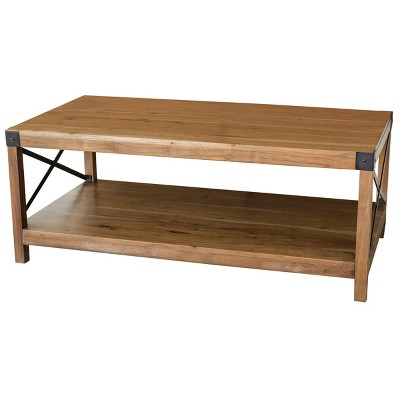 AmeriHome Acacia Wood Rustic Coffee Table