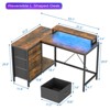 L Shaped Desk with Power Outlets & LED Lights, Computer Desk with Drawers & Shelves, Corner Desk Gaming Desk Home Office Desk - 2 of 4