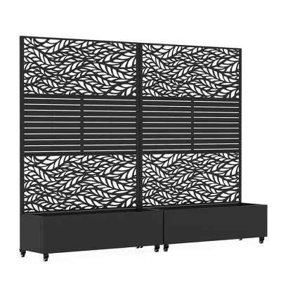 Lirago Iron Arch Mobile Planter Box (2-Piece)-Raised Garden Bed Elevated Planter with Trellis Privacy Screen 38 Gallon Capacity