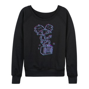 Women's - Hey Arnold! - 3D Arnold Lightweight French Terry Wide Neck Long Sleeve Shirt - 1 of 4