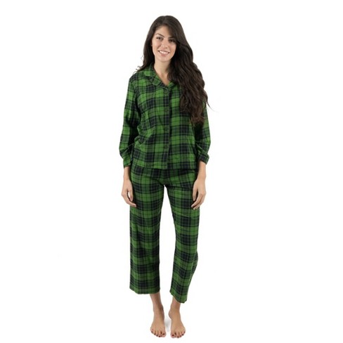 Leveret Men's Two Piece Flannel Pajamas Green S 