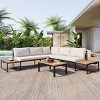 Outdoor 4-Piece Sofa Set, Sofa Set with Side Table and Coffee Table, Sofa with Iron Frame and Polyester Cushions-Coolbibila - 2 of 4
