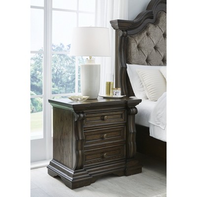 Maylee Traditional Brown 2-Drawer Nightstand with USB Ports