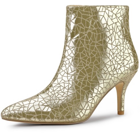 Gold sparkly ankle clearance boots