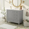 Whisen 36 in. Bathroom Storage Cabinet Bathroom Vanity with Ceramic Sink, Soft Close Door and 3 Drawers - 3 of 4