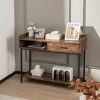 Costway Long Console Couch Side Table withDrawer Metal Frame for Living Room Entryway - 2 of 4