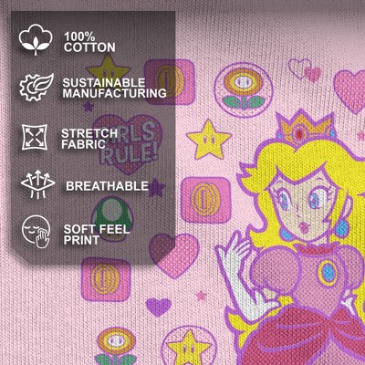 Nintendo Girl's Nintendo Princess Peach Girls Rule T-Shirt - Light Pink - Small — фото 4