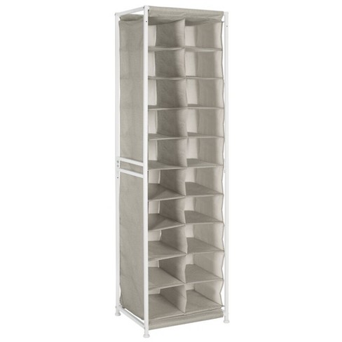 Mdesign Fabric Shoe Rack Standing Tower Storage Shelf 20 Cube Linen Target