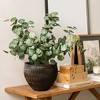 LuxenHome Brown with Black V-Pattern Polyresin 10-Inch Round Planter - 2 of 4