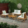 Christopher Knight Home Sedona Outdoor Acacia Wood 4 Seater Chat Set with Cushions - 2 of 4