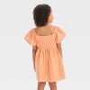 Toddler Girls' Gold Striped Short Sleeve Dress - Cat & Jack™ Peach Orange - 2 of 3