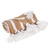 HomeRoots 50" X 60" Gold and Ivory Woven Cotton Striped Throw Blanket with Tassels - 4 of 4