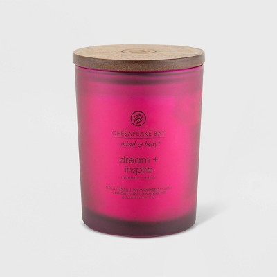 Frosted Glass Dream + Inspire Lidded Jar Candle Burgundy 8.8oz: Essential Oils, Soy Blend - Mind & Body by Chesapeake Bay Candle