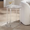 Studio 55D Tamara 18 1/4" Wide Stone and Chrome Round Side Table - image 2 of 4