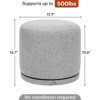 Bekrvio Swivel Round Pouf Ottoman,Acacia Wood Frame Linen Vanity Stool & Foot Rest, Small Coffee Table Ottoman for Living Room/Bedroom - 4 of 4