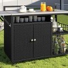 Outdoor Grill Cart with Foldable Side Tabletop, Storage Cabinet, Bottle Opener, Spice Racks, BBQ Prep Station for Backyard Cooking-Maison Boucle - 3 of 4