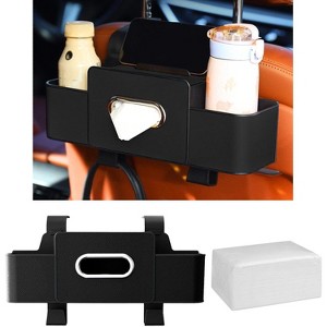 Car Back Seat Organizer with Cup Holder & Tissue Box, Multifunctional Storage with Hook for Phones & Snacks - 1 of 4
