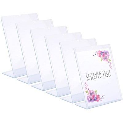 Juvale 6 Pack Clear Acrylic Sign Holder, Table Top Vertical Display Stand (8.5 x 11 in)