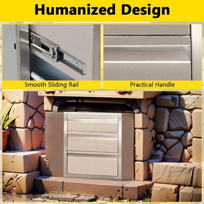Garvee  Outdoor Kitchen Drawers, Stainless Steel Access BBQ Drawers with Flush Mount Handle