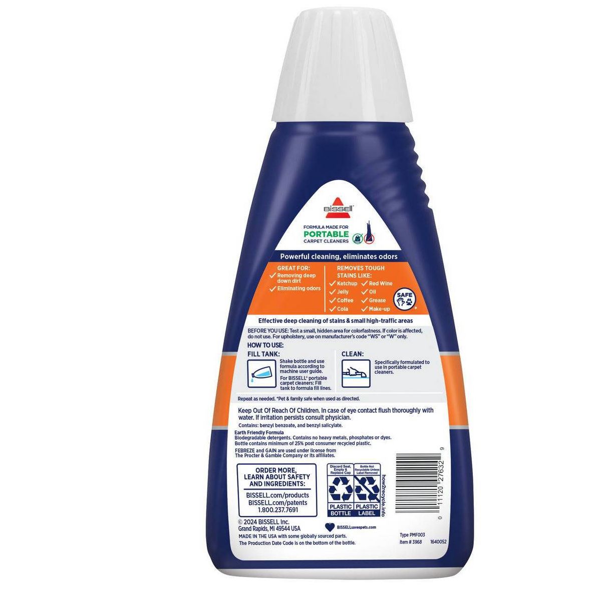 BISSELL 32oz Spot & Stain with Febreze Original Gain Scent Formula - 3968: Liquid Cleaner for Upholstery, Carpet, Pet Beds - thumbnail 2