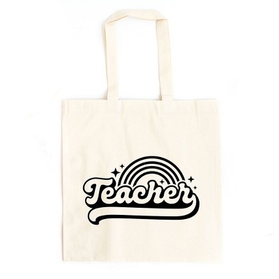 City Creek Prints Teacher Rainbow Canvas Tote Bag - 15x16 - Natural