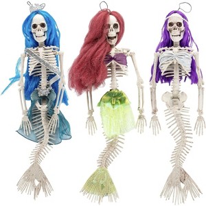 SCS Direct Mermaid Skeleton (3 Pack)-16" Long Weather Resistant Yard Decorations w Colored Hair- Decor Indoor/Outdoor, Parties, Classroom - 1 of 4