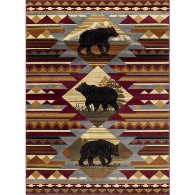 Multi Lodge Area Rug 2 ft. x 3 ft. ¨C Red Rustic Cabin Accent Rug, Durable Non-Shedding Entry Mat, 100% Polypropylene - Nertpow