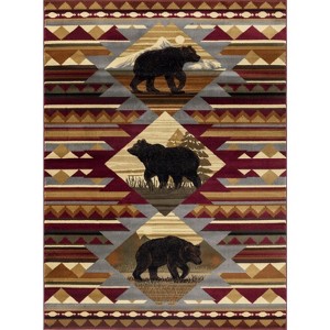 Multi Lodge Area Rug 2 ft. x 3 ft. ¨C Red Rustic Cabin Accent Rug, Durable Non-Shedding Entry Mat, 100% Polypropylene - Nertpow - 1 of 4