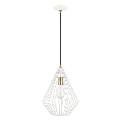 Livex Lighting Linz 1 - Light Pendant in  Textured White/Antique Brass