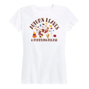 Women's - Disney - Autumn Leaves And Pumpkins Please Short Sleeve Graphic T-Shirt - 1 of 4