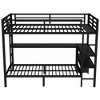 KWPZQEB Full Over Twin Bunk Bed with USB, Metal Bunk Bed with with Desk & Shelves, Ladder & Safety Guardrails, Easy Assembly, No Box Spring Needed - 4 of 4