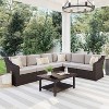Martha Stewart Bedford Indoor-Outdoor Modular Patio 6-Seat Sectional Sofa in Rattan Wicker with All-Weather Cushions - 2 of 4