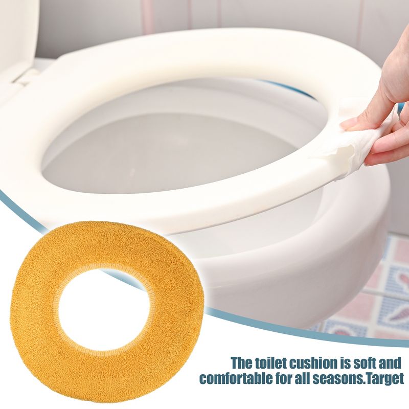Unique Bargains Stretchable Thicker Toilet Seat Cover Pad Lid Bathroom Warmer Soft Washable Reusable, 2 of 7