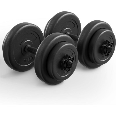 Adjustable Dumbbell Set, 40lbs Free Weights for Home Gym Fitness, Vinyl Coated Cement Weights with Collars