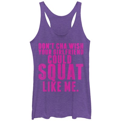 Women's Chin Up Squat Like Me Racerback Tank Top - Purple Heather ...