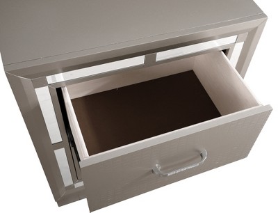 Alana Silver Champagne 2 Drawer Nightstand with Mirror Accents