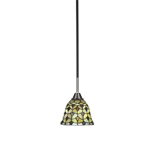 Toltec Lighting Paramount 1 - Light Pendant in  Matte Black/Brushed Nickel with 7" Crescent Art Glass Shade - 1 of 1
